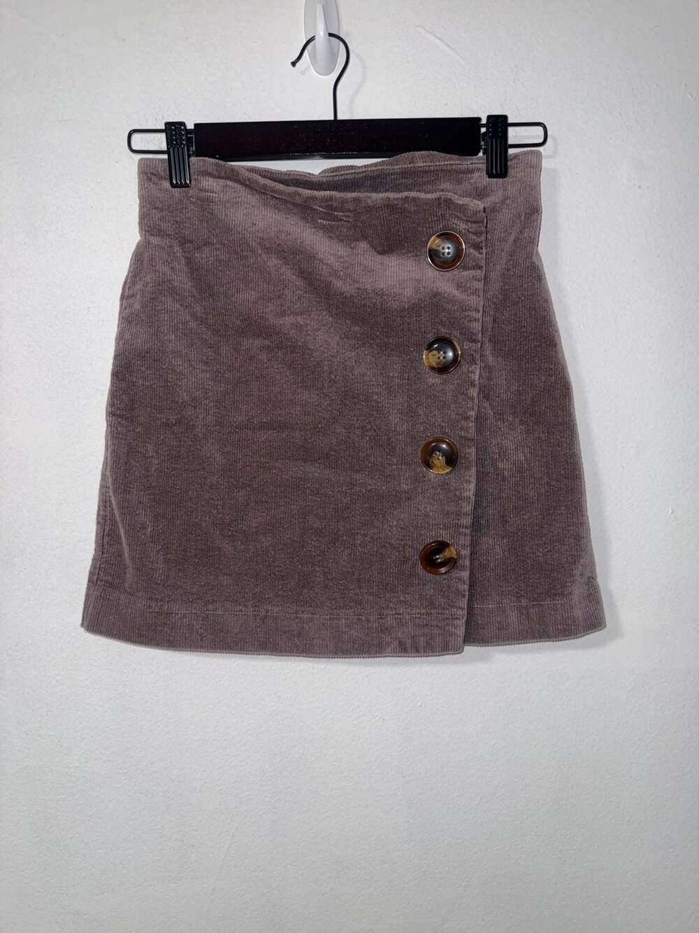 Altar'd State Brown Corduroy Faux Button Mini Skirt Small